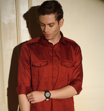 Load image into Gallery viewer, Maroon Pathani Kurta

