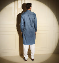 Load image into Gallery viewer, Steel Blue Pathani Kurta
