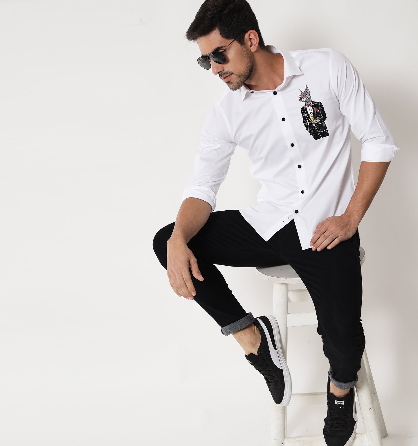Stylish Dobermann Embroidery Shirt