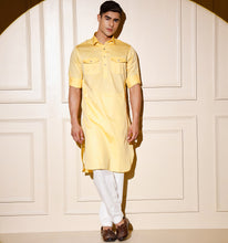 Load image into Gallery viewer, Lime Yellow Pathani Kurta
