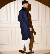 Load image into Gallery viewer, Navy Blue Pathani Kurta
